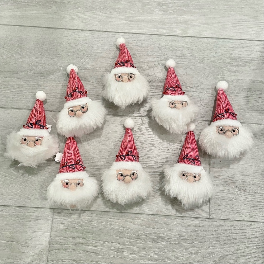 7 NWOT Target Wondershop plush Santa head ornaments